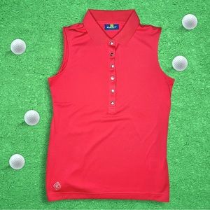 DAILY SPORTS Women's Red Sleeveless Golf Polo Shirt - Size Small